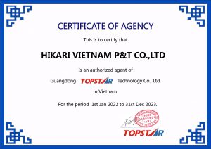 Chứng nhận đơn vị phân phối sản phẩm Topstar tại Việt Nam 