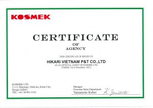 Chứng nhận Hikari Việt Nam là đại diện cho công ty Kosmek 